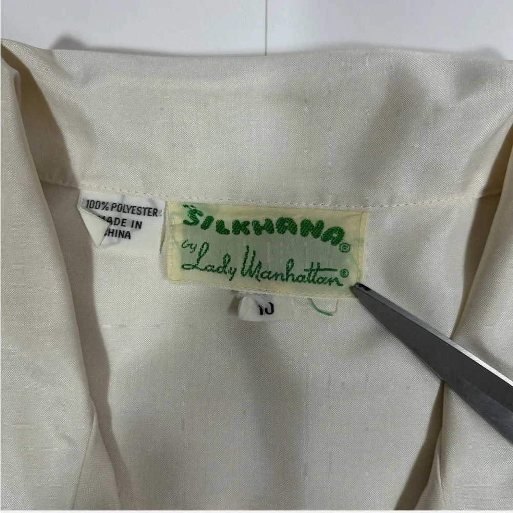 Lady Manhattan 1950s Silkhana Classic White Short Sleeve - Picture 4 of 7
